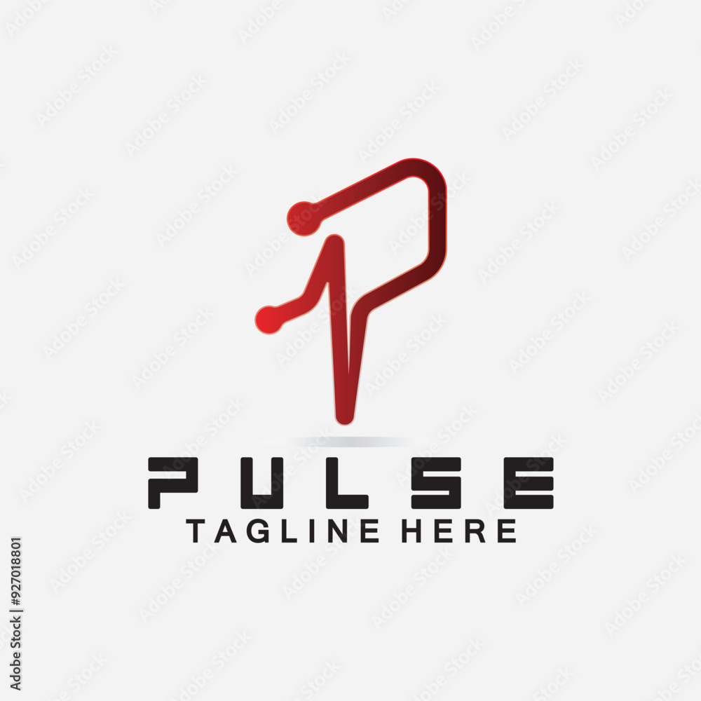 Letter P Pulse Line Logo Design vector illustration. design combining Initial P with Pulse. Letter P Pulse Line Logo Design vector illustration. design combining Initial P with Pulse.