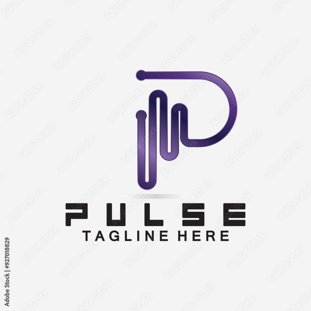 Letter P Pulse Line Logo Design vector illustration. design combining Initial P with Pulse. Letter P Pulse Line Logo Design vector illustration. design combining Initial P with Pulse.