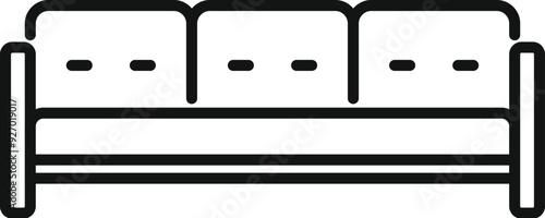 Simple line art icon of a sofa, perfect for representing furniture and interior design concepts