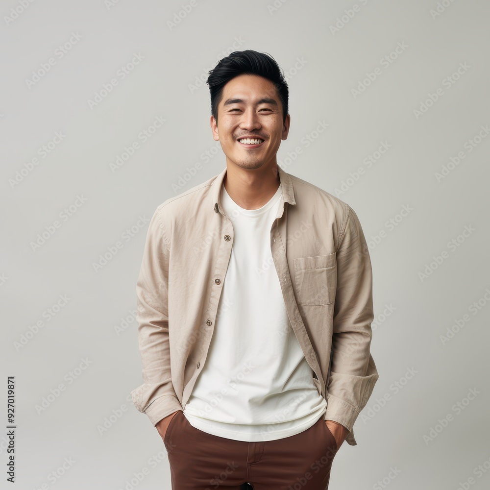 © Vuemedia - cinematic shot,happy asian male 27 years old, earth tone color outfit, standing © Vuemedia - cinematic shot,happy asian male 27 years old, earth tone color outfit, standing