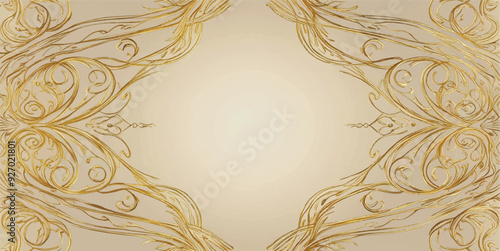 A lavish, intricately designed golden lines pattern background, reminiscent of luxurious gold line arts, set against a subtle cream-colored canvas, radiating opulence and sophistication.