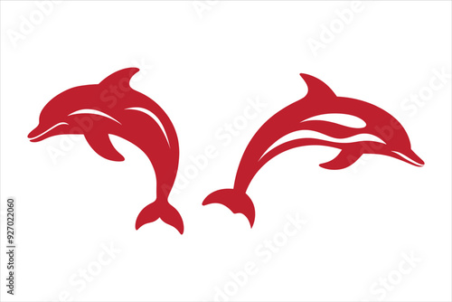 Dolphin Silhouette Bundle Set in Various Poses, Dolphin in a jump Silhouette
