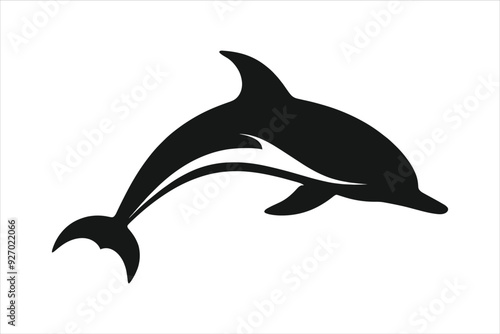 Dolphin Silhouette Bundle Set in Various Poses, Dolphin in a jump Silhouette