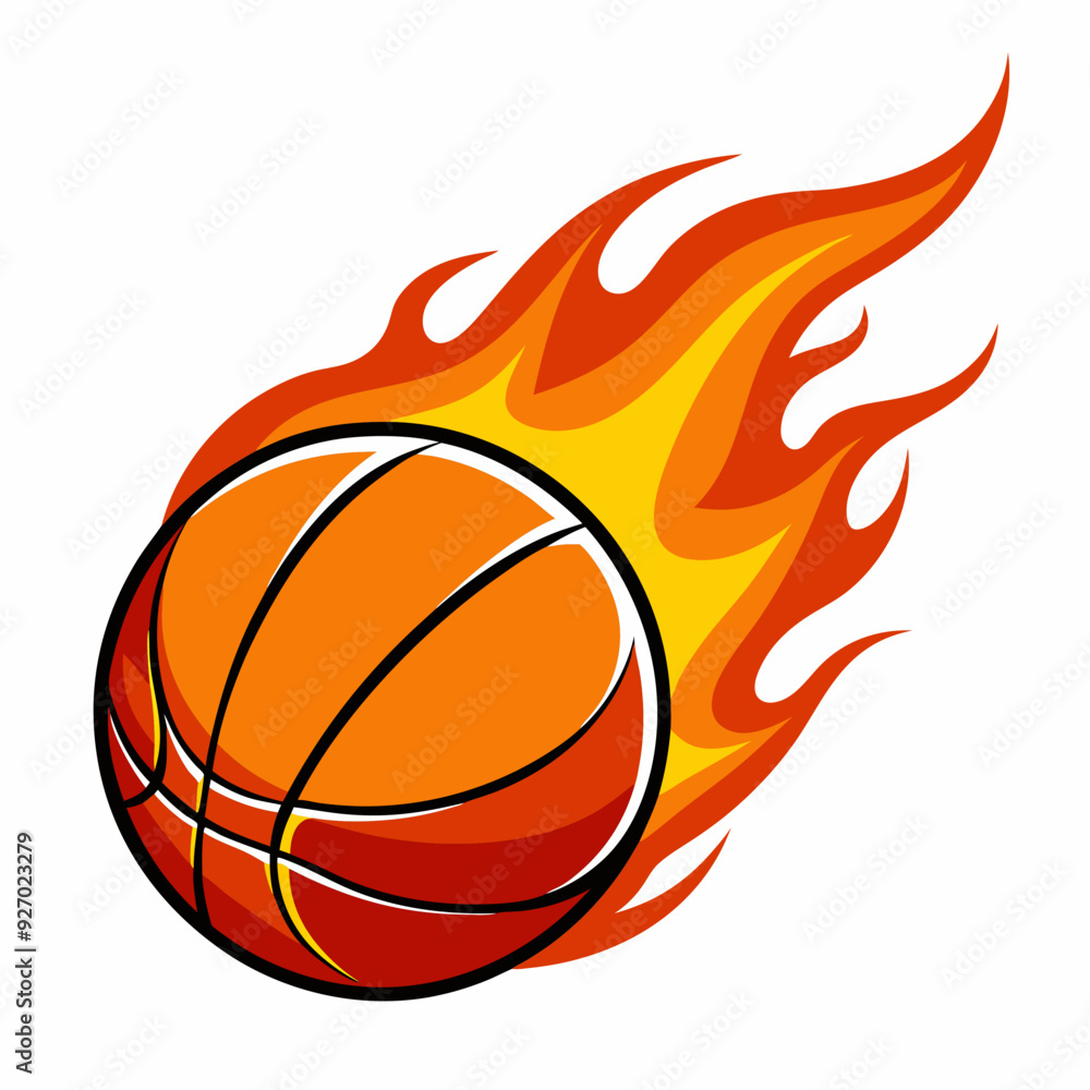 Fototapeta premium Basketball with flames vector illustration