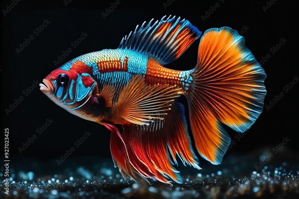 Colorful Betta Fish Swimming in Aquarium Colorful Betta Fish Swimming in Aquarium