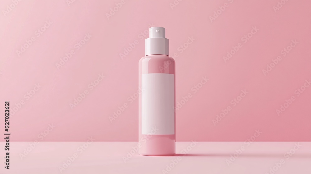 Pink Cosmetic Cream Bottle on Pink Background Table in Elegant Setting Pink Cosmetic Cream Bottle on Pink Background Table in Elegant Setting