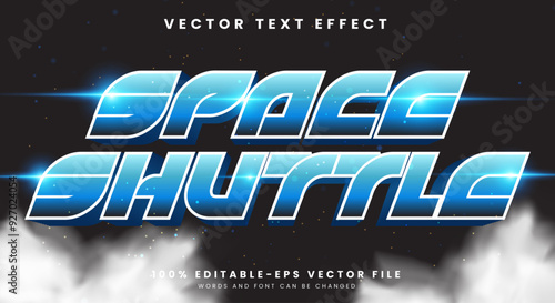 Space shuttle editable text effect Template in modern 3d style theme
