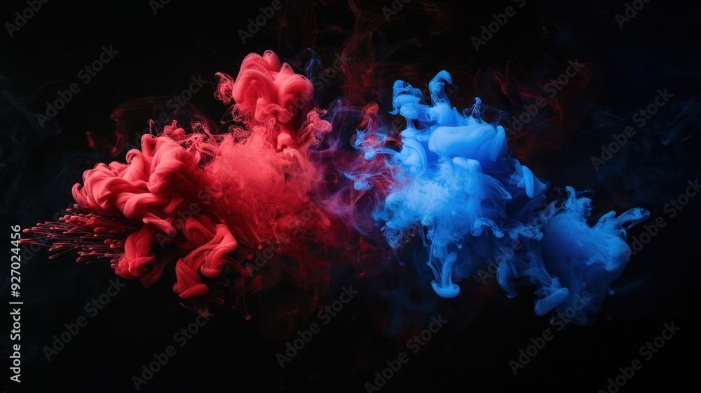 Abstract Ink Swirls in Red and Blue Abstract Ink Swirls in Red and Blue
