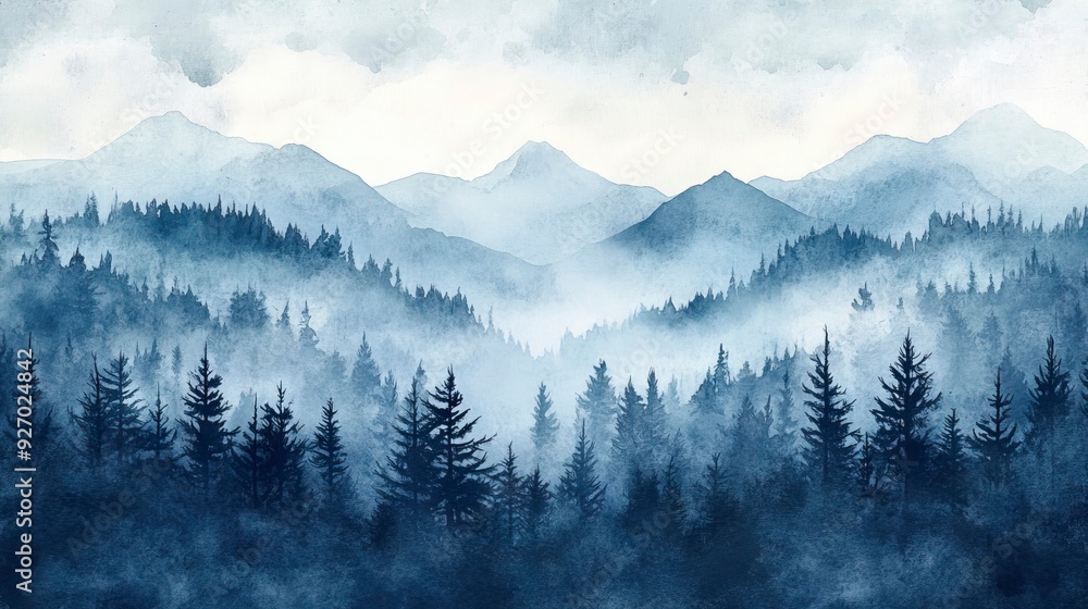 Mountains landscape with pine forest in winter time Mountains landscape with pine forest in winter time