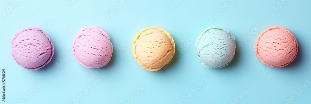 top view of ice cream of different colors on pastel background. top view of ice cream of different colors on pastel background.