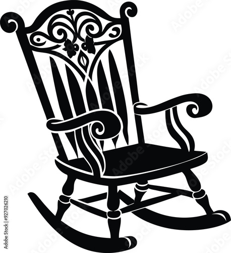 decorative rocking chair silhouette illustration