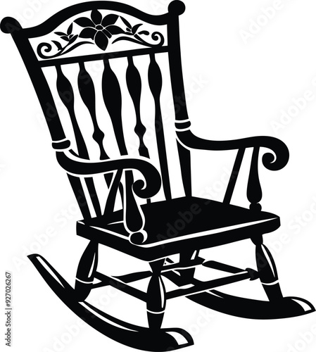 decorative rocking chair silhouette illustration