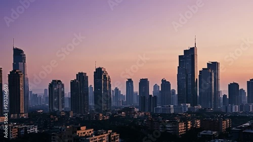 Wallpaper Mural A minimalist cityscape silhouette against a pastel sky. The dark, simple buildings create a clean, modern design, ideal for a sophisticated phone wallpaper. Torontodigital.ca