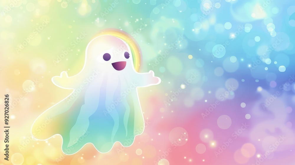 Obraz premium A happy ghost with a rainbow aura
