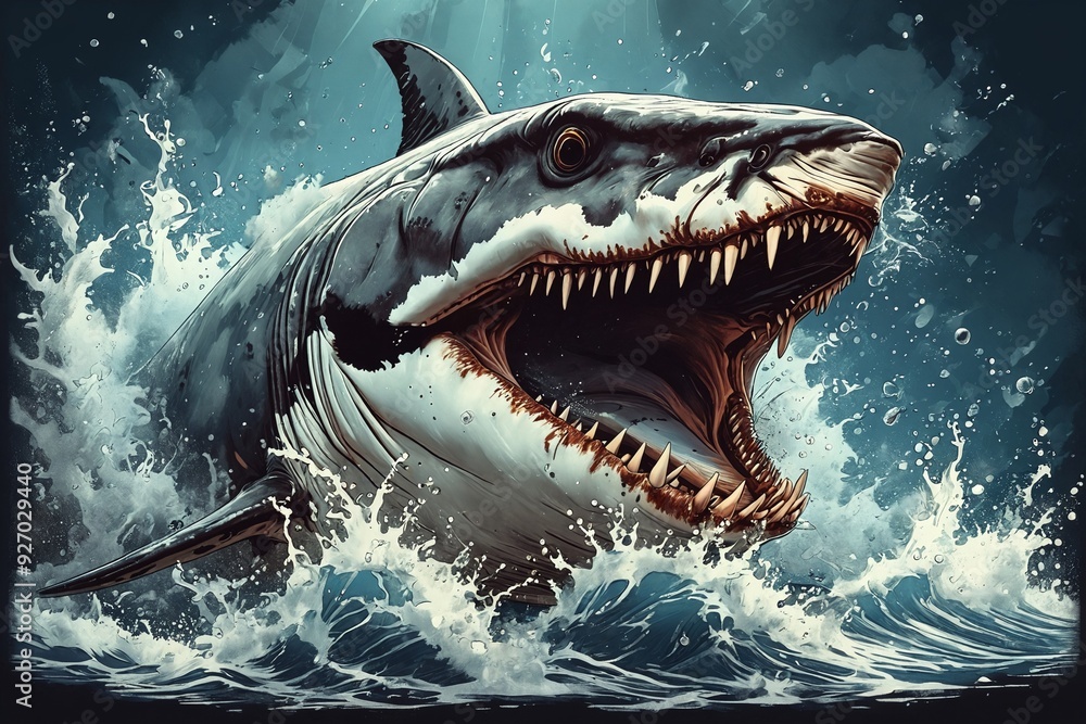 Obraz premium Great White Shark Attack