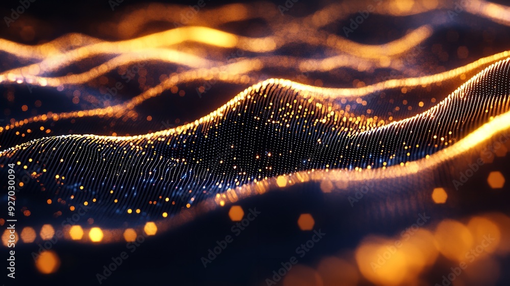 Golden Particles Dancing on Dark Surface in Soft Waves During Evening Light Golden Particles Dancing on Dark Surface in Soft Waves During Evening Light