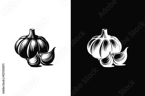 Garlic icon silhouette. Simple illustration of garlic vector icon black white background