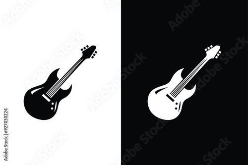 Guitar icon. Acoustic guitar silhouette vector. Musical instrument flat vector icon for music apps