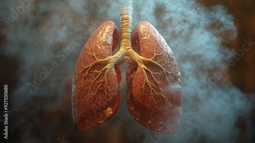 3D Human Lungs with Diaphragm Movement: A high-quality image illustrating the movement of the diaphragm in relation to lung function.