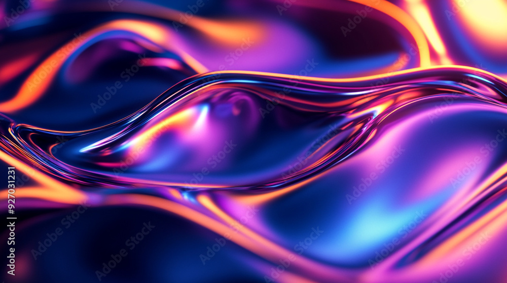 Colorful abstract waves of liquid reflections in a modern, vibrant style Colorful abstract waves of liquid reflections in a modern, vibrant style