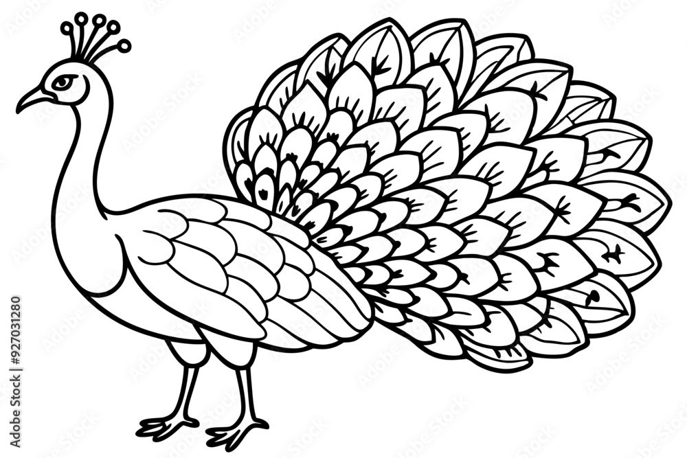 Fototapeta premium Peacock line art 