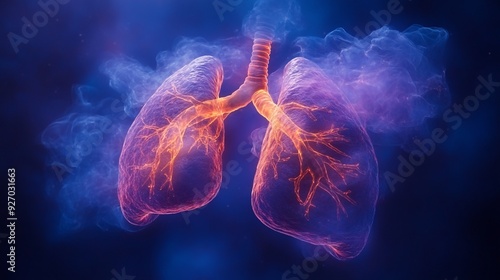 3D Lungs with Respiratory Cycle: A dynamic 3D image illustrating the lungs during the respiratory cycle, showing inhalation and exhalation phases.