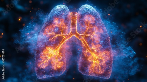 3D Lungs with Respiratory Cycle: A dynamic 3D image illustrating the lungs during the respiratory cycle, showing inhalation and exhalation phases.