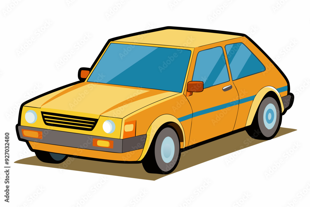 Yellow Car with Blue Window and Stripe Yellow Car with Blue Window and Stripe