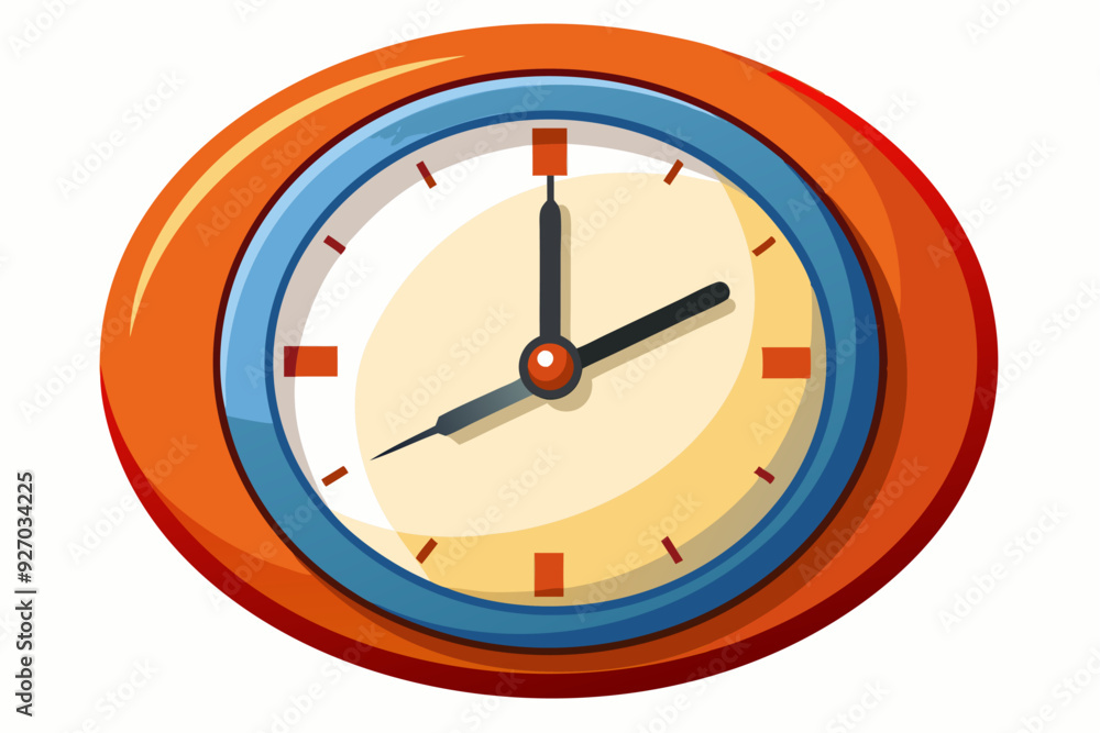Circular Orange and Blue Clock Face with Hands Circular Orange and Blue Clock Face with Hands