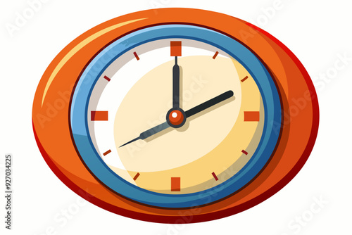 Circular Orange and Blue Clock Face with Hands