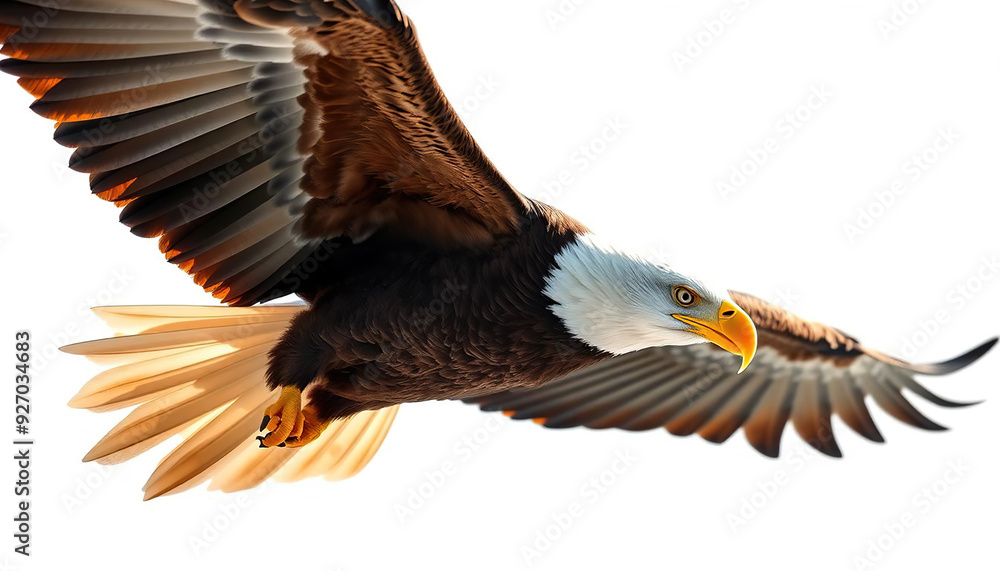 Obraz premium A large eagle is flying in the sky