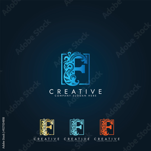 Beautiful floral alphabet capital letters.Monogram letters F. Floral alphabet . Monogram initials perfectly for wedding invitations, greeting card, logo, and other  vector eps design.