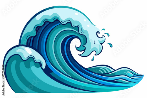 A Blue Wave Crashing on a White Background