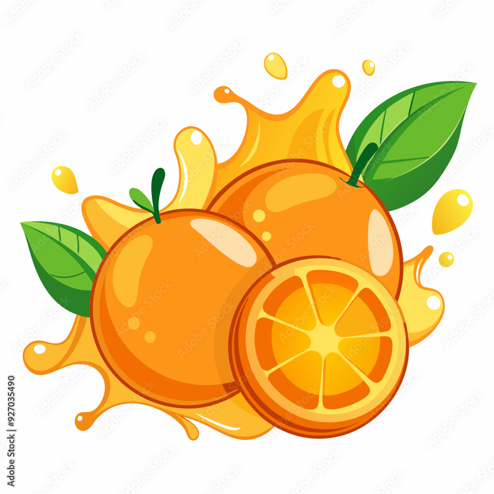Orange fruit with leaves vector illustration Orange fruit with leaves vector illustration