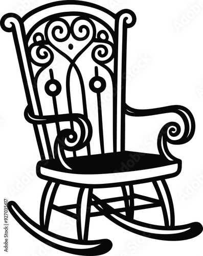 decorative rocking chair silhouette illustration