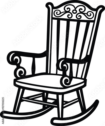 decorative rocking chair silhouette illustration