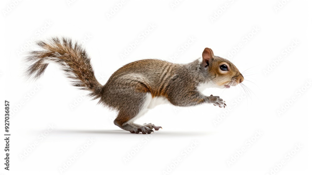Obraz premium A Curious Squirrel on a White Background