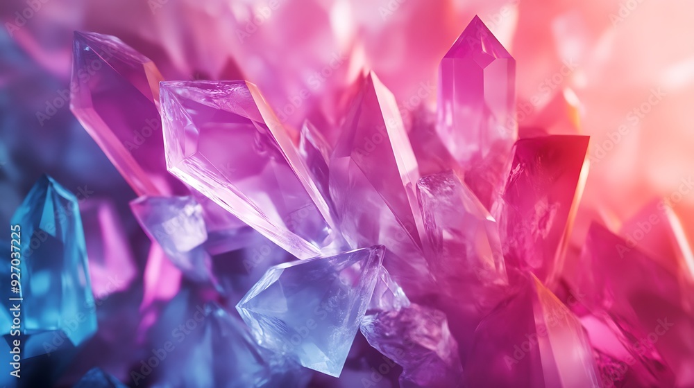 Closeup of vibrant pink and blue crystals. Closeup of vibrant pink and blue crystals.