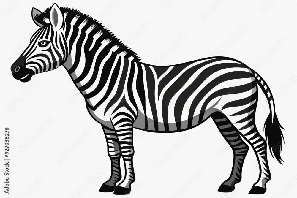 Fototapeta premium A Standing Zebra with Black and White Stripes