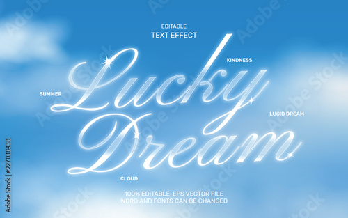 Lucky dream glass blue sky text effects. glass editable text effect