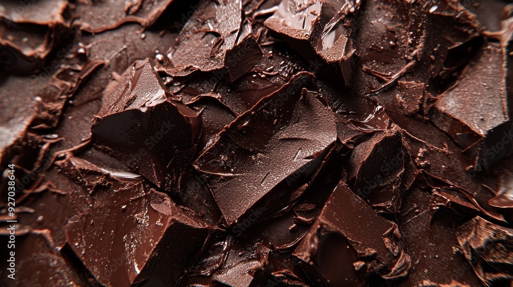 Close-up view of rich chocolate pieces, perfect for culinary designs, dessert inspiration, or baking projects. Close-up view of rich chocolate pieces, perfect for culinary designs, dessert inspiration, or baking projects.