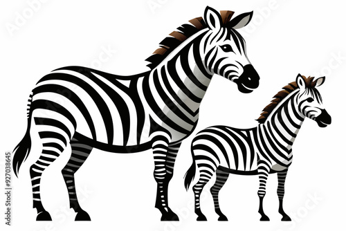 Two Zebras Standing Side By Side with Stripes