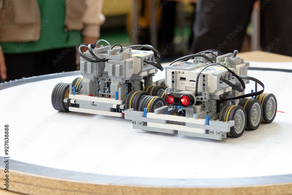 Fototapeta premium two robots collided in the ring