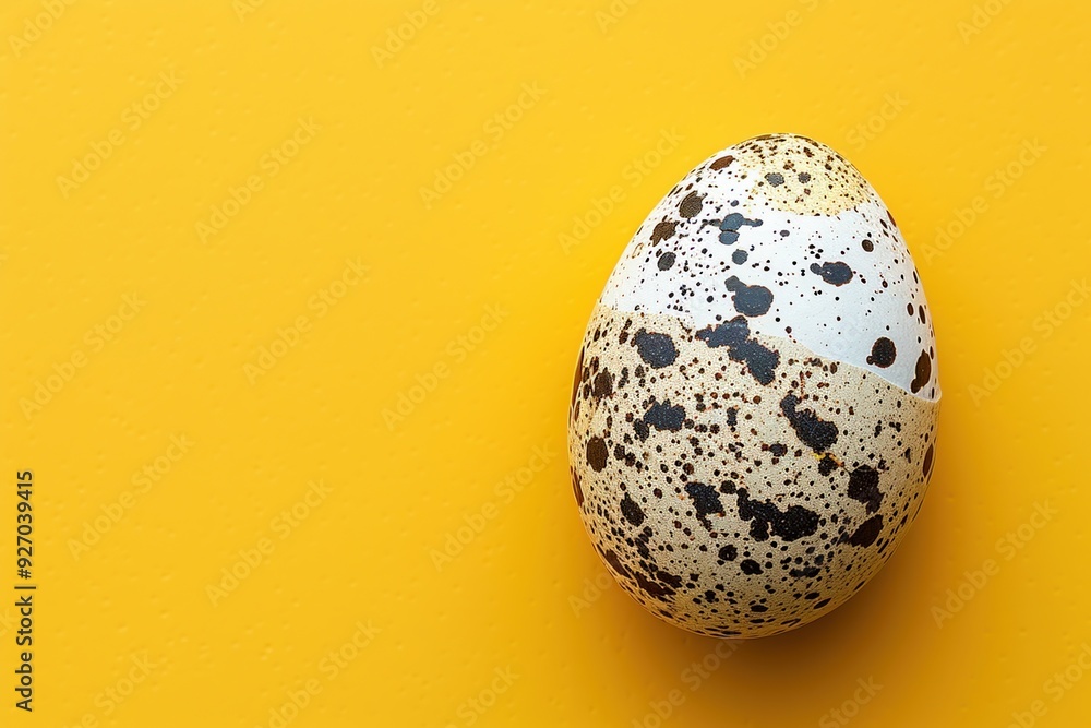 Obraz premium Speckled Egg on Bright Yellow Background