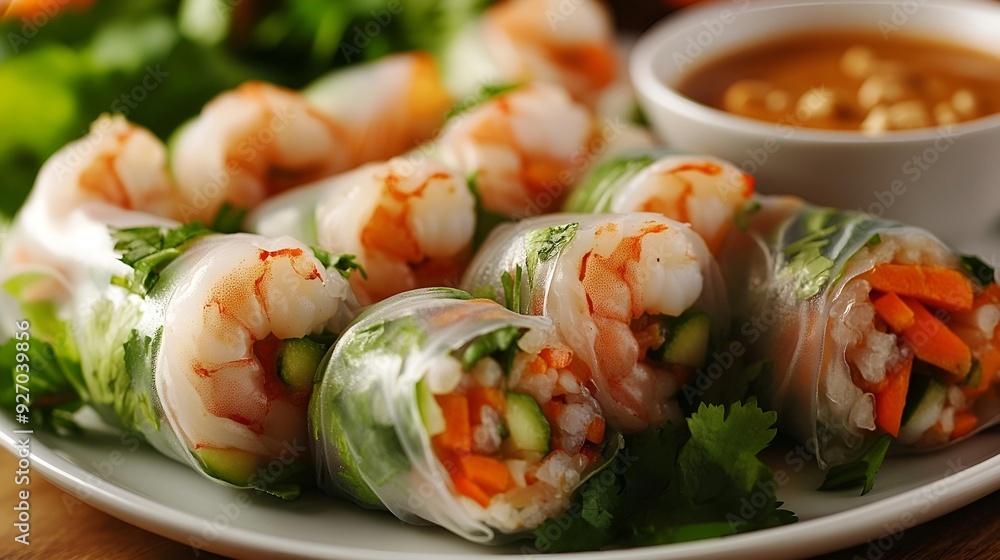 Plump grilled prawns atop fragrant rice with a vibrant salad - a seafood feast Plump grilled prawns atop fragrant rice with a vibrant salad - a seafood feast