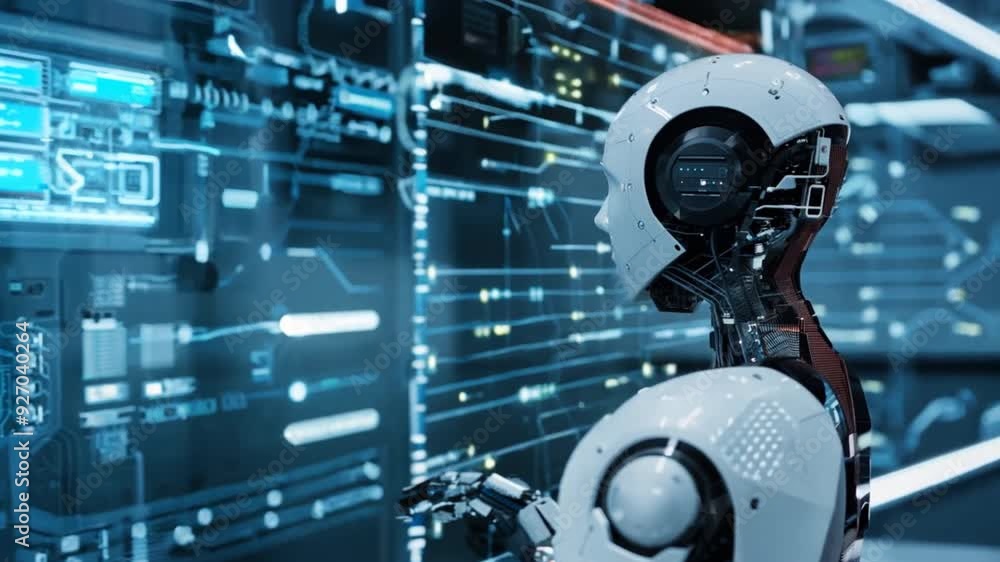 AI robots, automation, RPA, graph background, company digital transformation. AI robots, automation, RPA, graph background, company digital transformation.