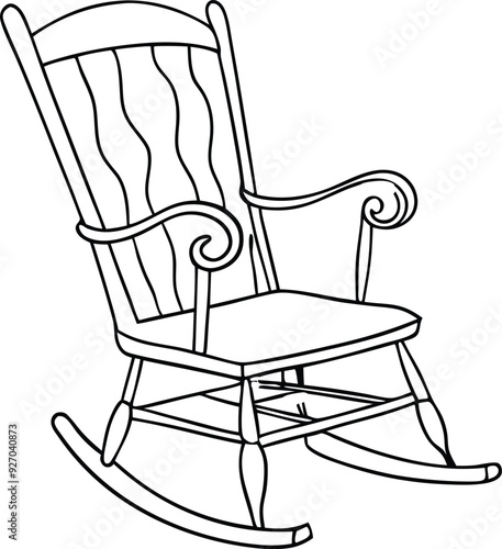 decorative rocking chair line art illustration