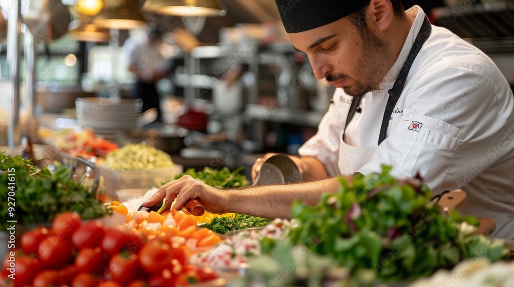 meticulous chef , chef preparing ingredients , bustling kitchen , culinary excellence meticulous chef , chef preparing ingredients , bustling kitchen , culinary excellence