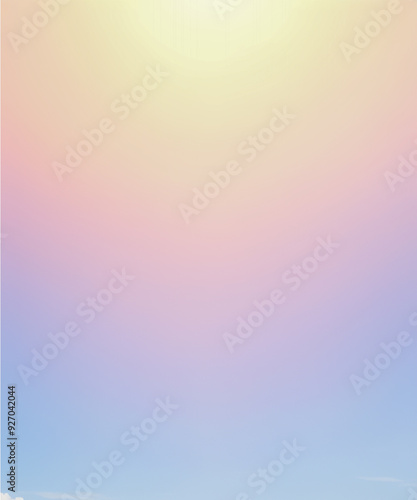 Sky midday sunlight beams rainbow pastel gradient pale orange-pink purple-blue dramatic. Beautiful sunny day soft light clouds blur background.