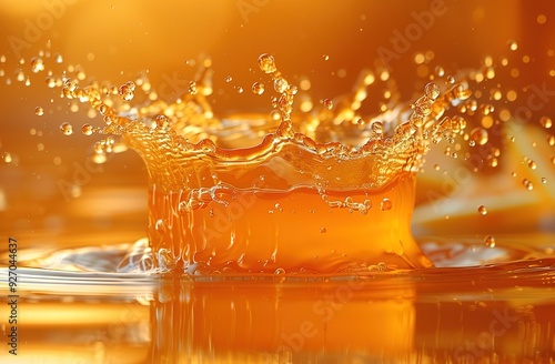 A splash of orange juice is captured in a photo